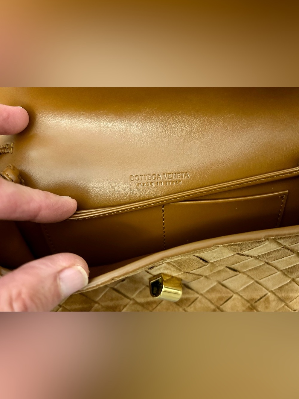 Bottega Veneta Andiamo Intrecciato Suede Crossbody Bag + Box & Dust Bag - Picture 14 of 16